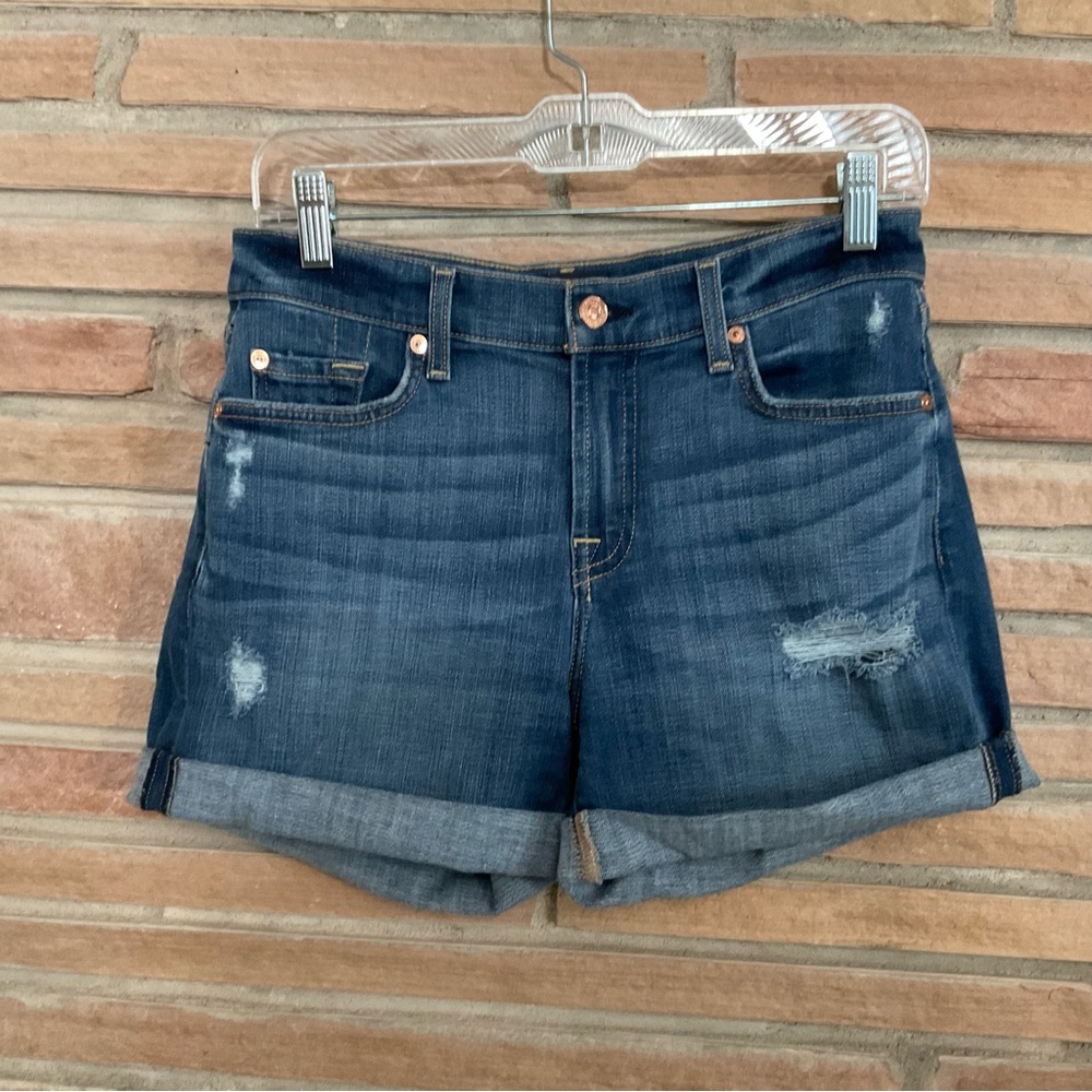 7 For All Mankind Roll Cuff Jeans Shorts 27 - Picture 5 of 11